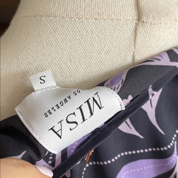 Misa Los Angeles Long Sleeve Dress - Purple Floral Small Sylvia EUC Wrap - Picture 16 of 16